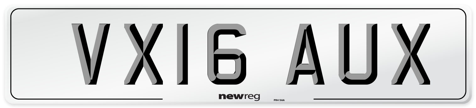 VX16 AUX Number Plate from New Reg